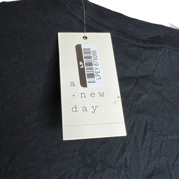 NEW A New Day Women's Slim Fit Drape Wrap Black T-Shirt Large - Picture 4 of 6